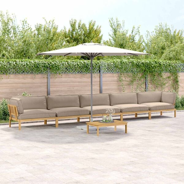 vidaXL Ensemble de Canap&eacute;s Uni 6 pcs Taupe Bois d'Acacia Massif