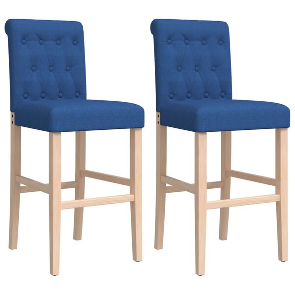 vidaXL Chaises de bar lot de 2 bois massif d'h&eacute;v&eacute;a et tissu