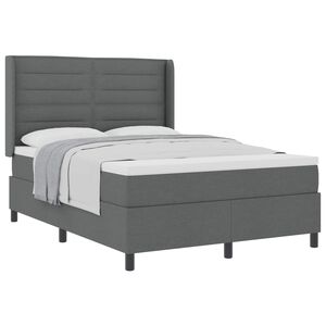 vidaXL Lit &agrave; ressorts avec matelas Gris fonc&eacute; 140 x 190 cm tissu