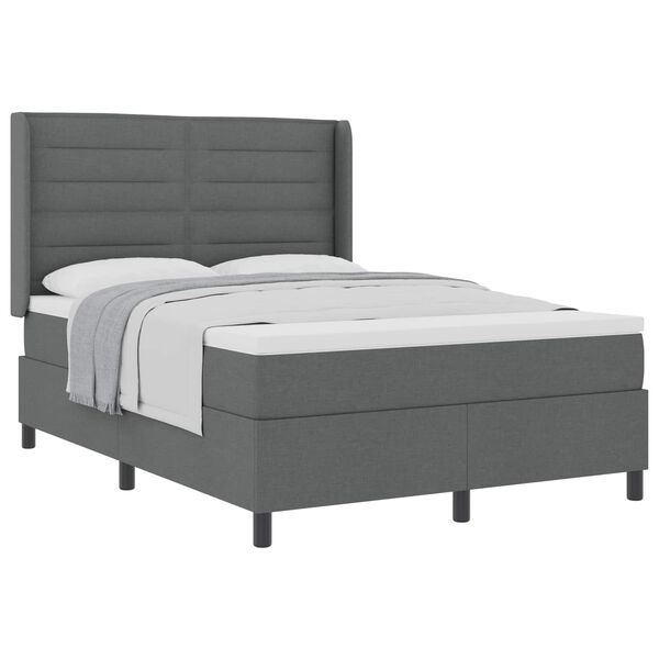 vidaXL Lit &agrave; ressorts avec matelas Gris fonc&eacute; 140 x 190 cm tissu