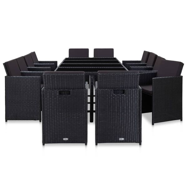 vidaXL Ensemble &agrave; manger d'ext&eacute;rieur 13 pcs coussins R&eacute;sine tress&eacute;e