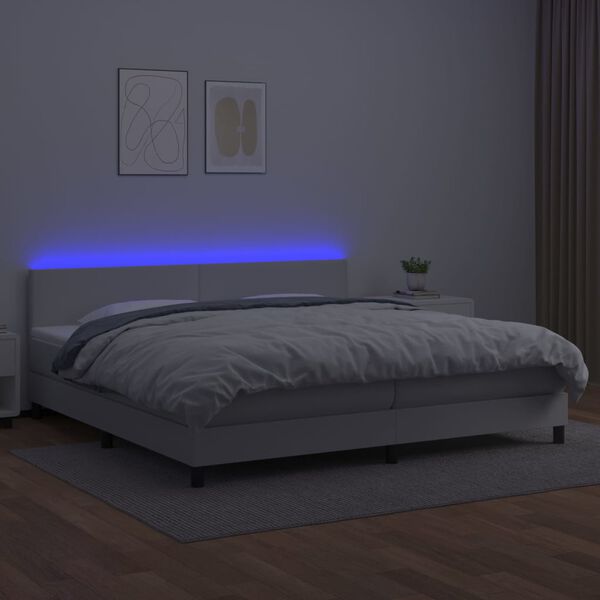 vidaXL Sommier à lattes de lit avec matelas et LED Blanc 200x200 cm