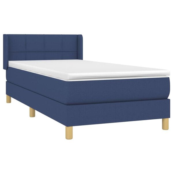 vidaXL Sommier &agrave; lattes de lit avec matelas Bleu 80x200 cm Tissu