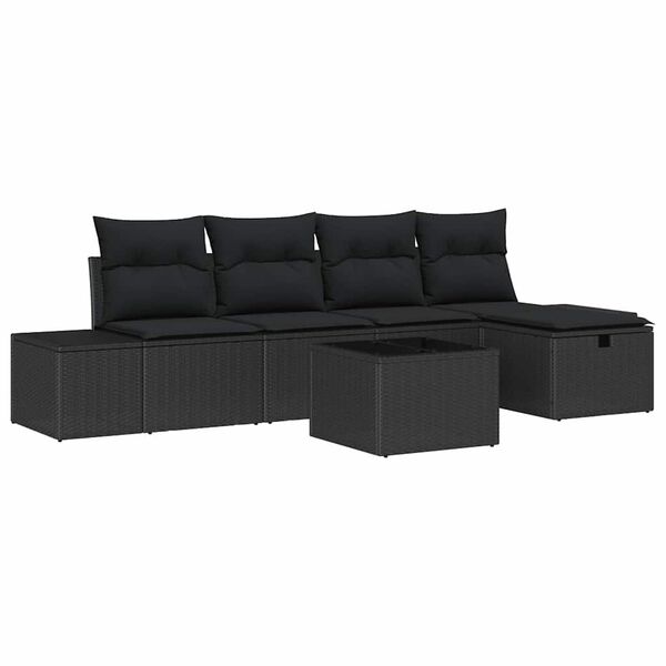 vidaXL Ensemble de canap&eacute; de jardin 6 pcs Noir 55 x 62 x 69 cm