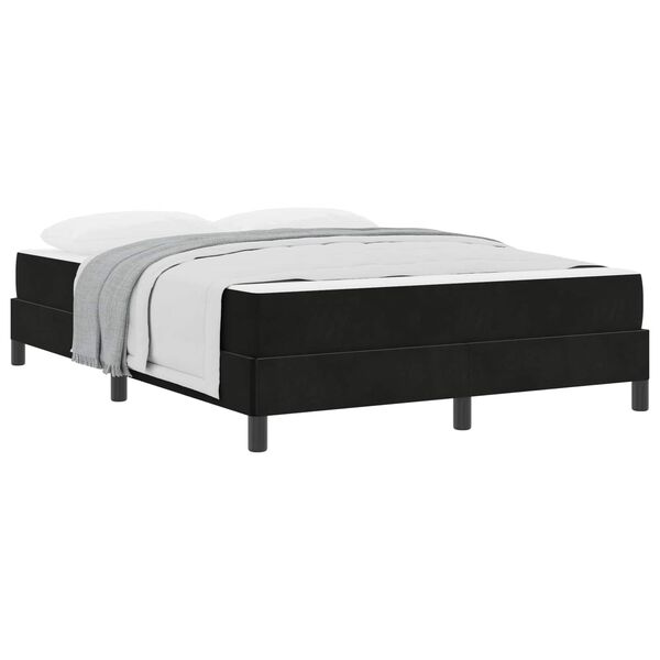 vidaXL Lit &agrave; ressorts avec matelas Noir 160 x 220 cm tissu