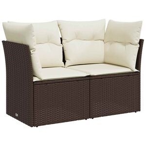 vidaXL Canap&eacute; de jardin avec coussins 2 places marron r&eacute;sine tress&eacute;e