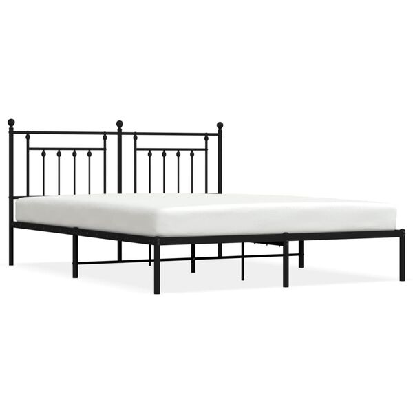 vidaXL Cadre de lit métal sans matelas et tête de lit noir 160x200 cm