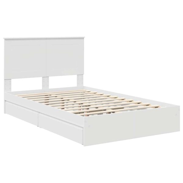 vidaXL Lit de Rangement Blanc 120 x 190 cm Bois d'ing&eacute;nierie