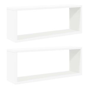 vidaXL &Eacute;tag&egrave;res murales cube 2 pcs Blanc 60x15x23 cm Bois d&rsquo;ing&eacute;nierie