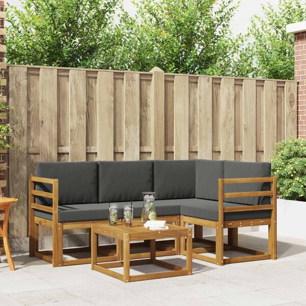 vidaXL Ensemble de canap&eacute;s d'ext&eacute;rieur 5 pcs Naturel et Anthracite