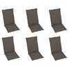 vidaXL Chaises inclinables de jardin et coussins lot de 6 Teck solide