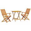 vidaXL Ensemble bistro pliant 3 pcs Marron Bois d'Acacia Massif