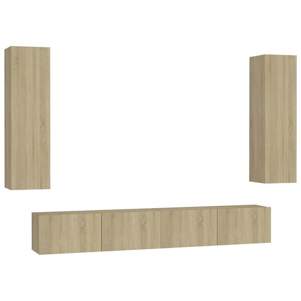 vidaXL Ensemble de meubles TV 4 pcs Ch&ecirc;ne sonoma Bois d'ing&eacute;nierie