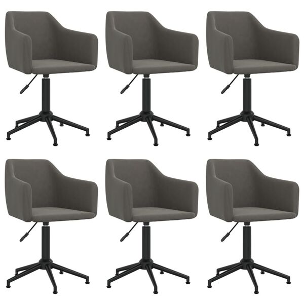 vidaXL Chaises pivotantes &agrave; manger lot de 6 Gris fonc&eacute; Velours
