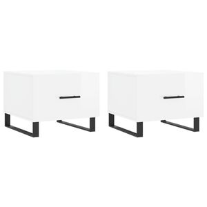 vidaXL Tables basses 2 pcs blanc brillant 50x50x40cm bois d'ing&eacute;nierie