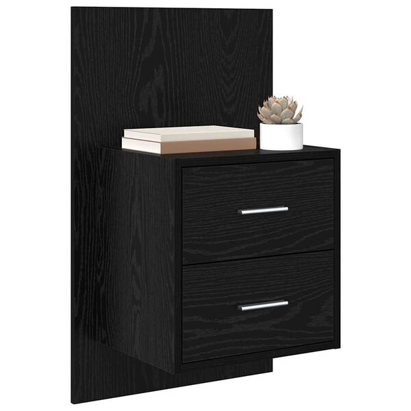 vidaXL Cabinet de chevet mural 2 pcs Ch&ecirc;ne noir 48,5 x 32,5 x 80 cm