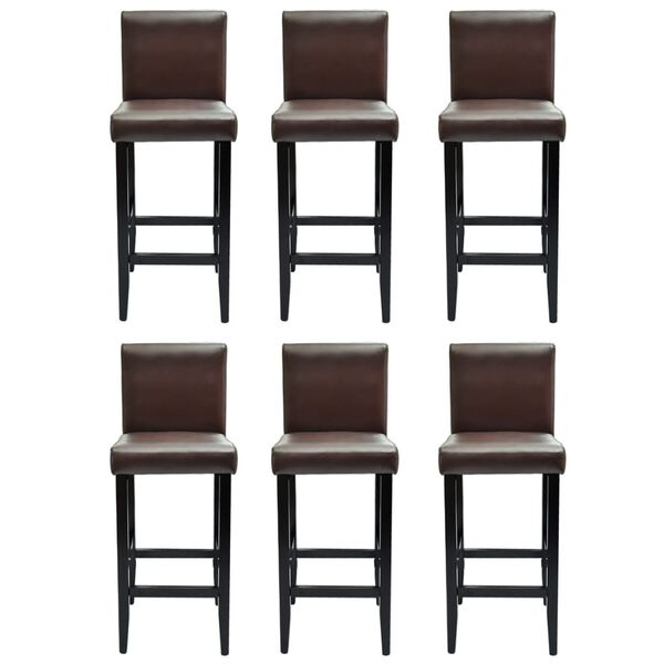 vidaXL Tabourets de bar lot de 6 marron foncé similicuir