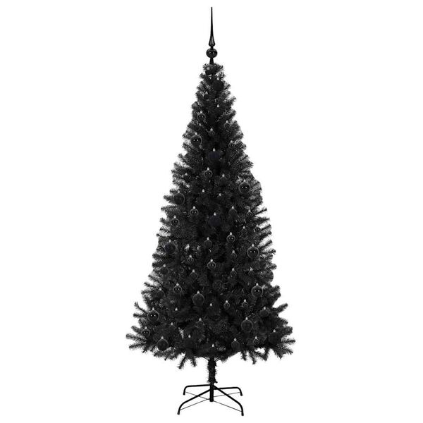 vidaXL Sapin de No&euml;l avec 300 LED avec support Noir 180 cm PVC