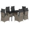 vidaXL Ensemble &agrave; manger de jardin et coussins 7 pcs gris rotin