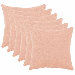 vidaXL Housse de coussin 6 pcs HEERLEN Rose 30 x 30 cm Boucl&eacute;