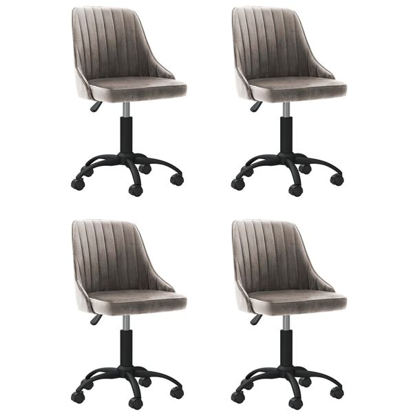 vidaXL Chaises pivotantes &agrave; manger lot de 4 gris clair velours