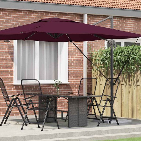 vidaXL Parasol Roma Rouge 286 x 285 x 265 cm Polyester et Aluminium