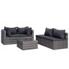 vidaXL Salon de jardin 8 pcs avec coussins résine tressée gris