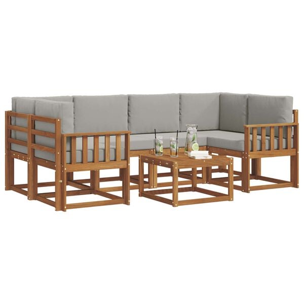 vidaXL Ensemble de canap&eacute;s d'ext&eacute;rieur 7 pcs Gris Naturel et Clair