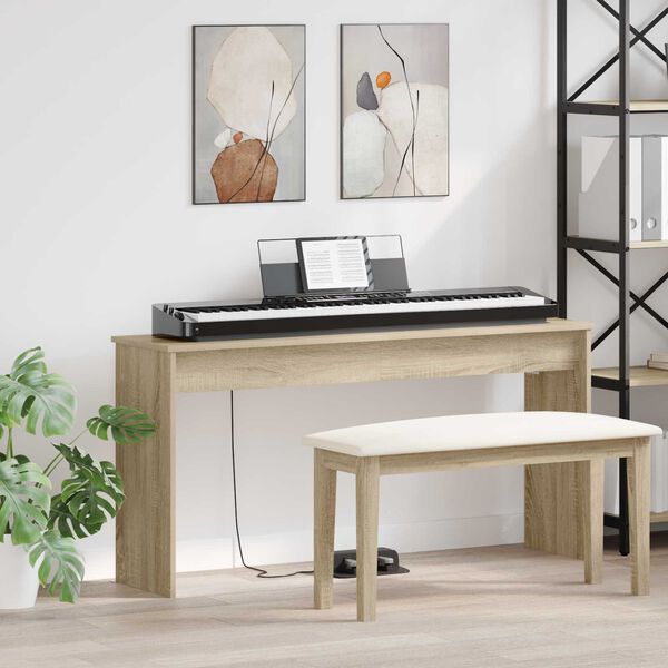 vidaXL Stand de clavier Ch&ecirc;ne Sonoma 130 x 32 x 64 cm