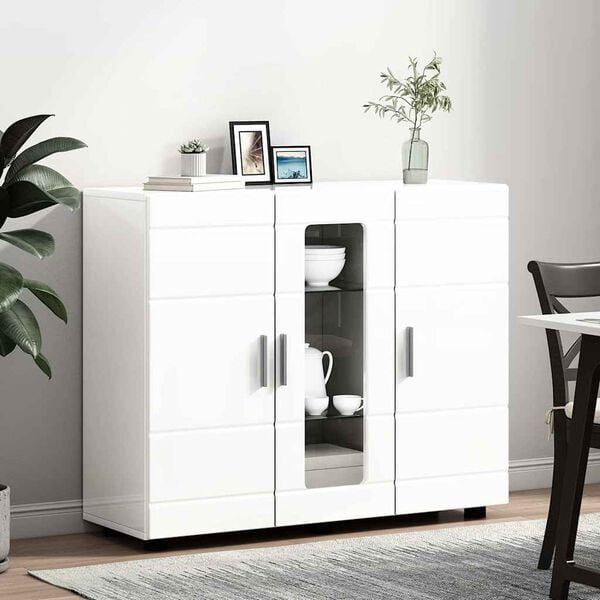 vidaXL Cabinet en Bois Blanc brillant 88,5 x 30,5 x 73 cm