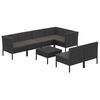 vidaXL Salon de jardin 8 pcs avec coussins r&eacute;sine tress&eacute;e noir