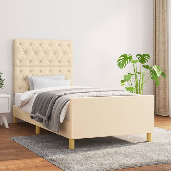 vidaXL Cadre de lit sans matelas cr&egrave;me 80x200 cm tissu