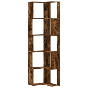 vidaXL Biblioth&egrave;que d'angle &agrave; 5 niveaux ch&ecirc;ne fum&eacute; bois d'ing&eacute;nierie