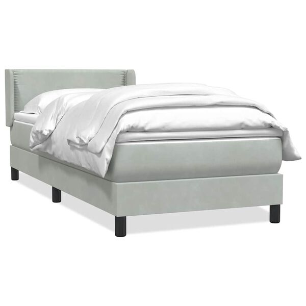 vidaXL Sommier &agrave; lattes de lit et matelas gris clair 90x220 cm velours