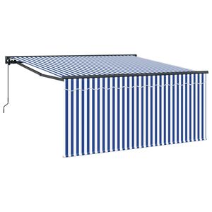 vidaXL Auvent R&eacute;tractable Bleu et Blanc 350 x 250 cm