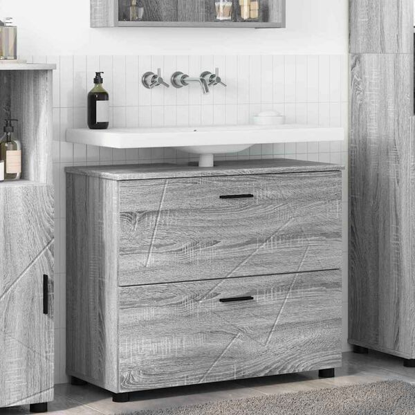 vidaXL Cabinet de salle de bain Gris Sonoma 76,5 x 35 x 64 cm