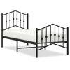 vidaXL Cadre de lit m&eacute;tal sans matelas avec pied de lit noir 75x190 cm