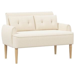 vidaXL Canap&eacute; love seat avec capitonnage en boutons Cr&egrave;me Boucl&eacute;