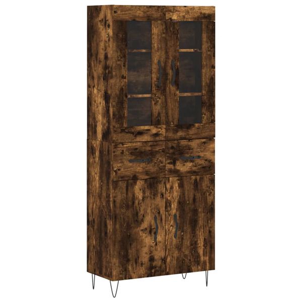 vidaXL Buffet haut Ch&ecirc;ne fum&eacute; 69,5x34x180 cm Bois d'ing&eacute;nierie