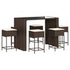vidaXL Ensemble de bar de jardin avec coussins 7 pcs marron poly rotin