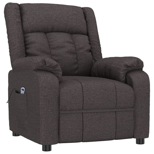 vidaXL Fauteuil inclinable &eacute;lectrique Marron fonc&eacute; Tissu