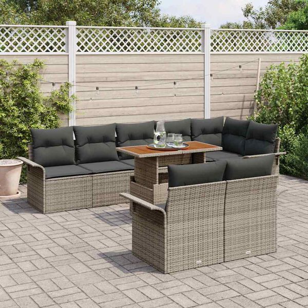 vidaXL Ensemble de canap&eacute; de jardin 9 pcs Gris Poly rotin