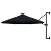 vidaXL Parasol mural de jardin avec LED 300 cm noir