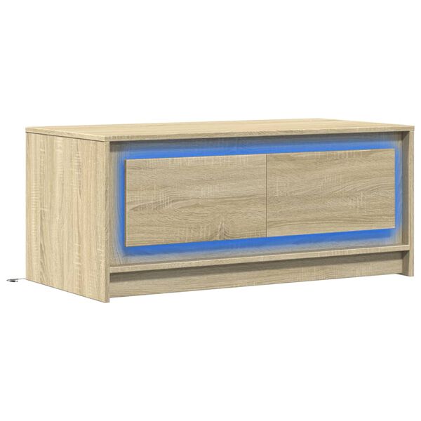 vidaXL Table basse avec lumières LED chêne sonoma bois d'ingénierie