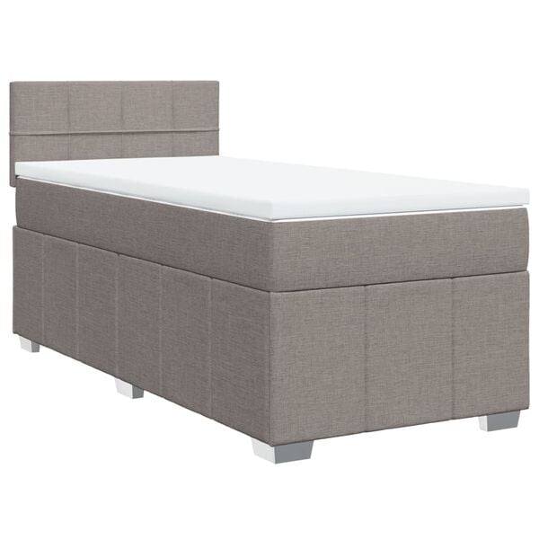 vidaXL Sommier &agrave; lattes de lit avec matelas Taupe 90x190 cm Tissu