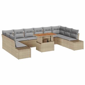 vidaXL Ensemble de canap&eacute; de jardin 11 pc Beige et gris