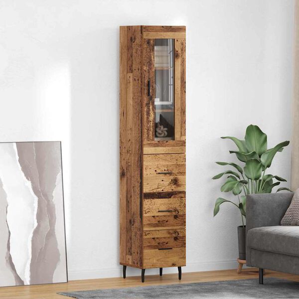 vidaXL Haut Armoire Bois Ancien 34,5 x 34 x 180 cm Bois d'ing&eacute;nierie