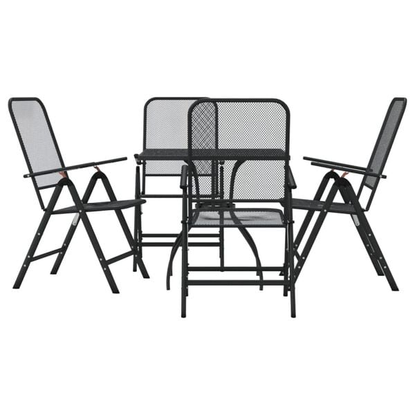 vidaXL Ensemble à manger de jardin 5 pcs anthracite métal maille