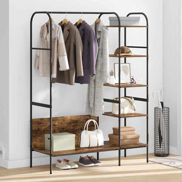 vidaXL Porte-v&ecirc;tements Ch&ecirc;ne brun 120 x 44 x 160 cm Bois d'ing&eacute;nierie