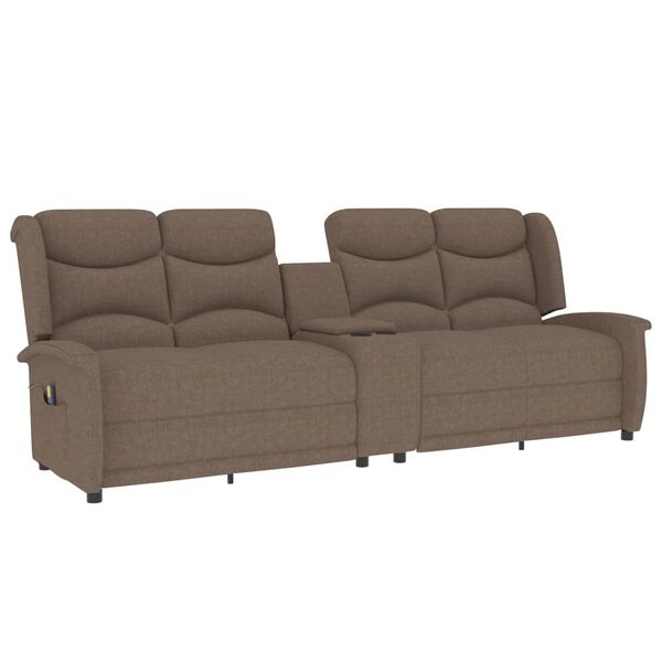 vidaXL Fauteuil de massage inclinable porte-gobelet 4 places taupe